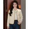 鹿向南「秋稻乡田」小香风巨好看早秋外套女休闲杏色加厚短款上衣 商品缩略图0