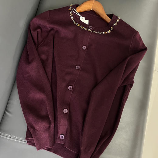 女士圆领带钻针织开衫外搭长袖舒适柔软内搭外套【FM25853】 商品图2