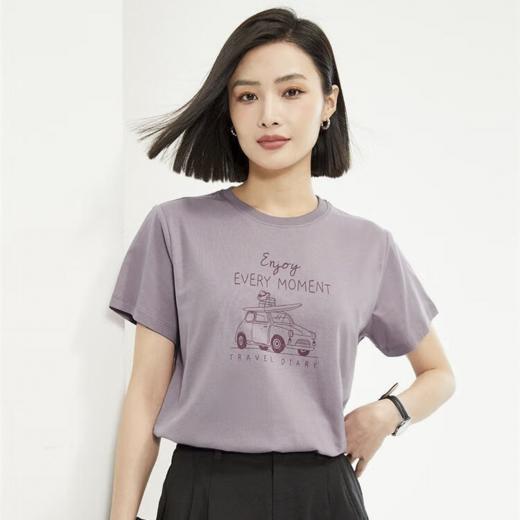 佐丹奴女装棉质针织旅行日记印花圆领短袖T恤13394202 商品图7