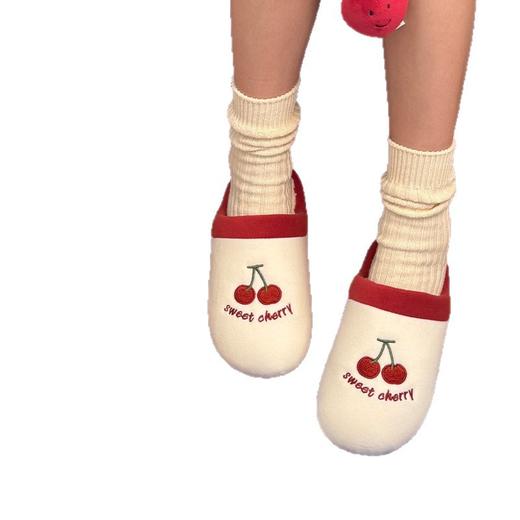 可爱樱桃！2025秋新款勃肯鞋女秋冬季新品室内居家高级感保暖加绒加厚防滑棉拖鞋 商品图4