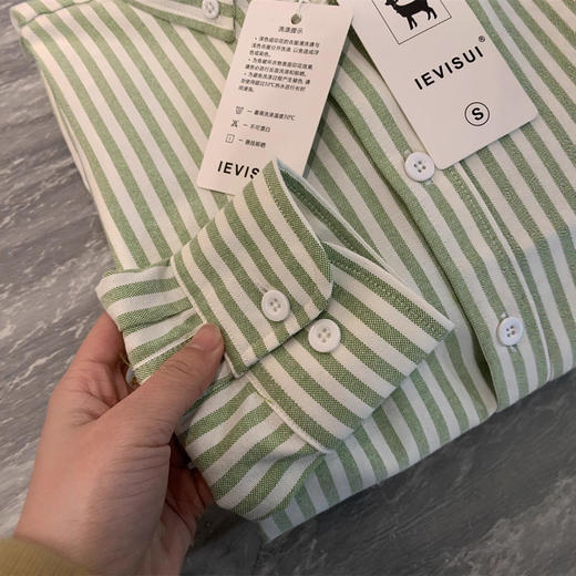 大厂订单！2025棉混文艺腔调简约竖纹肌理精致刺绣春秋长袖衬衫衬衣 情侣款 商品图2