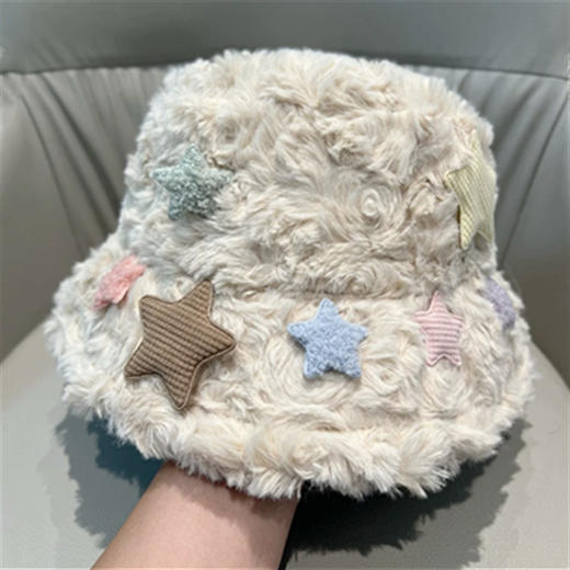 【内置调节绳！可调节帽围大小】毛绒绒，糯叽叽，冬季新款渔夫帽子女时尚韩版仿兔毛星星显脸小软糯加厚骑车保暖帽。rb 商品图5