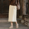 天丝羊毛半身裙，松紧腰纯色中长款a字裙QM-6565 商品缩略图0