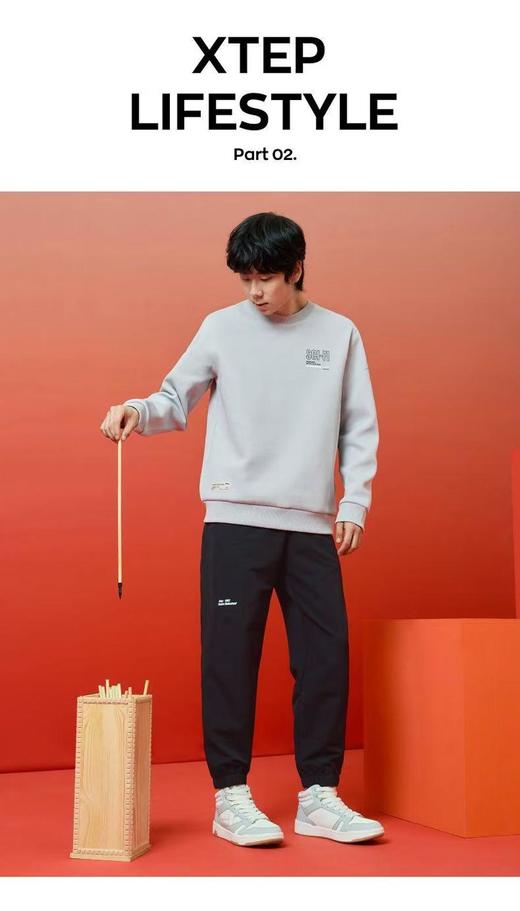 6楼特步运动秋款男士卫衣975129920256 绿灰色 商品图2