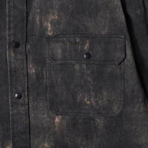 252206SDSA男士秋冬新款痞帅男装潮牌街头做旧翻领长袖衬衫扎染时尚衬衣 商品图3