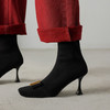 【预售5天】新款法式复古方头粗跟中跟单鞋女高筒瘦瘦靴弹力靴短筒靴WC&M3581 商品缩略图1