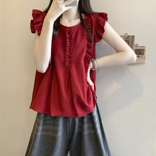 裁缝学苑AS569亚麻无袖荷叶边小衫纸样上衣女小飞袖娃娃衫打版裁剪图 商品图3