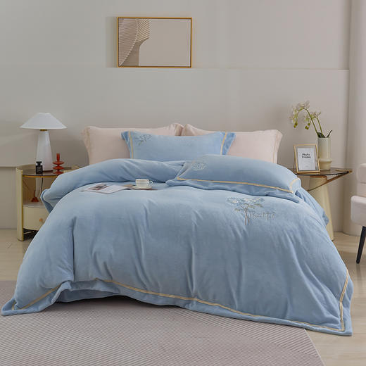 【230g高克重】云煦绒四件套 琥珀蓝风/大富大桂/美丽有约/花团锦绣hl【云煦绒面料】【刺绣工艺】一触即暖 锁温保暖 防静电导电丝 商品图12