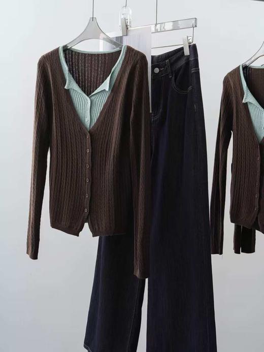 薄荷生巧中古拧花假两件针织衫开衫 商品图10