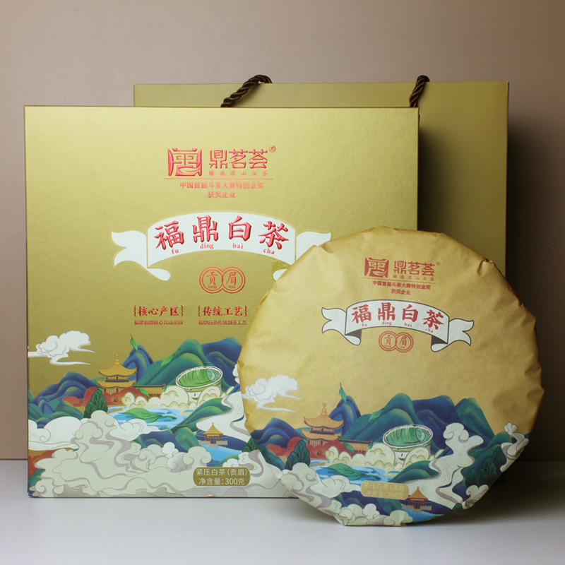 鼎茗荟丨 福鼎高山贡眉饼老白茶 一级 2019年原料 300g 礼盒配手提袋