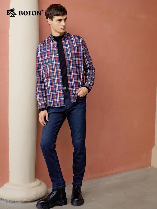 [热熔岩]波顿男士秋冬 牛仔裤 复合底抓毛微窄脚 修身保暖舒适长裤ME880323 商品图2