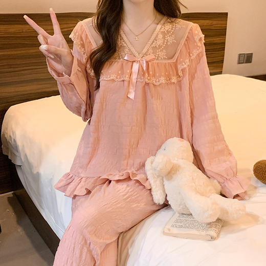 【GZ】无忧购公主风睡衣蕾丝花边长袖云朵棉家居服6930（截单后7天发货) 商品图1