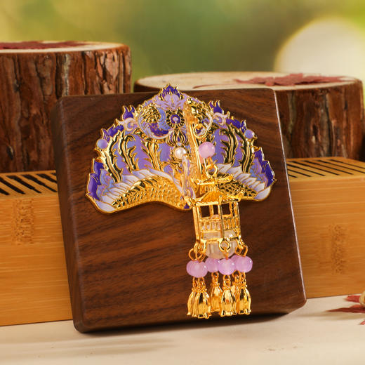 锤蝶鎏金银凤簪发光冰箱贴 商品图2