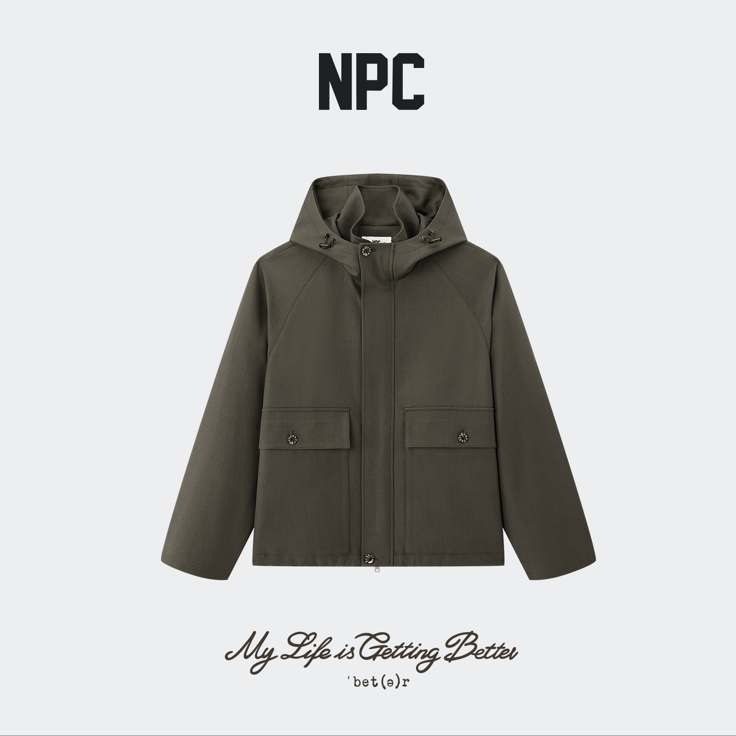 NPC潮牌两侧翻盖大口袋拉链连帽夹克男翻领连帽上新NP58TJ16