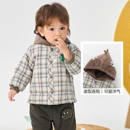 巴拉巴拉儿童外套男童衣服秋冬宝宝棉服立体连帽可爱时尚洋气萌趣 商品图3