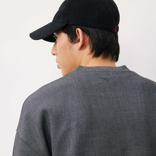 潮牌撞色针织螺纹领口长袖卫衣男下摆可调卡扣圆领NP58ST22 商品图2