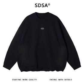 SDSA男士秋冬新款痞帅男装压线扎染做旧圆领卫衣胸前标设计百搭潮