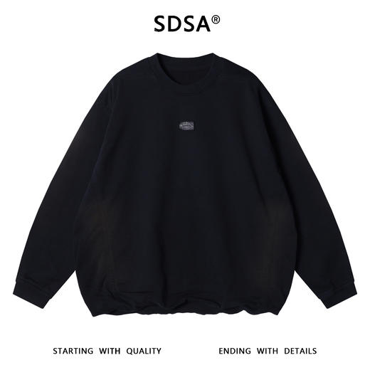 SDSA男士秋冬新款痞帅男装压线扎染做旧圆领卫衣胸前标设计百搭潮 商品图0