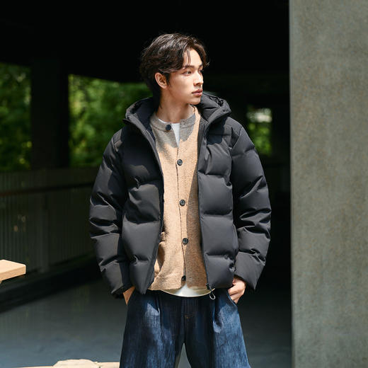 【爆品主推】森马羽绒服男无缝压胶连帽外套防泼水户外上衣轻薄款冬装简约休闲 商品图1