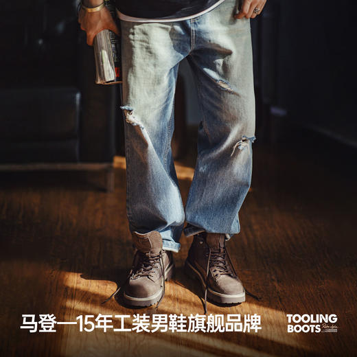 马登哨兵工装靴秋冬季男士休闲鞋美式复古中帮真皮登山厚底马丁靴 商品图4