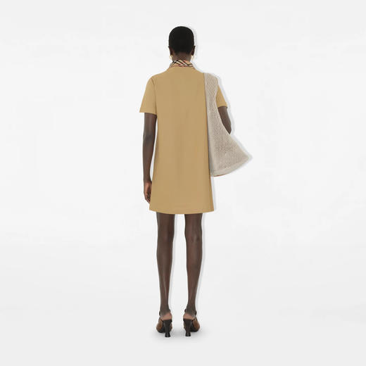BURBERRY 巴宝莉 女士马术骑士徽标刺绣格纹领棉质Polo衫短袖连衣裙 驼色 8110342 B8626 商品图3