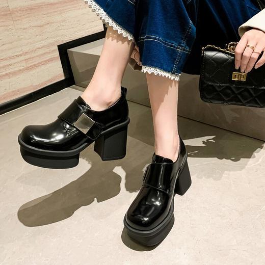 【预售5天】厚底乐福鞋女春秋季新款粗跟单鞋百搭增高英伦风小皮鞋ZMXY&ZM5200 商品图4