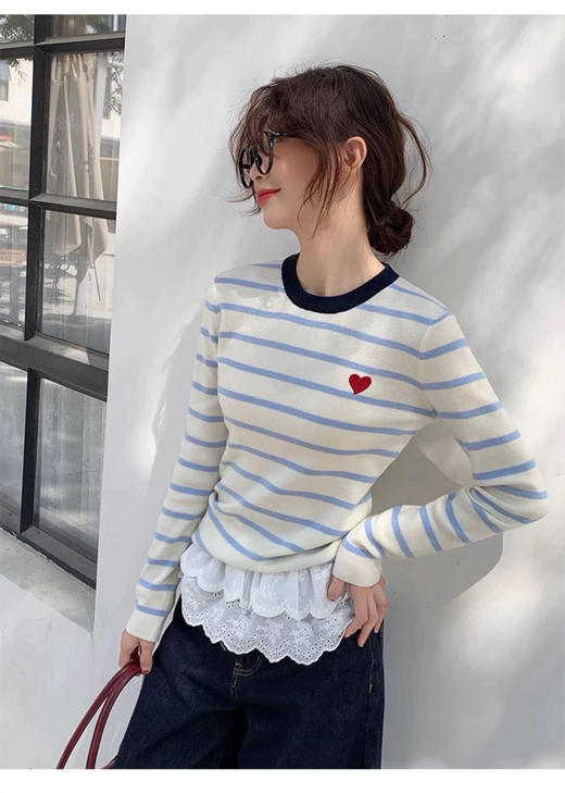 baby蓝条纹爱心 商品图0