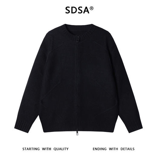 257118SDSA秋冬新款痞帅男装老钱风解构拉链圆领针织衫百搭慵懒开衫毛衣 商品图0