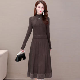 QYM 5CXFNR815-Y针织连衣裙厚款毛线裙秋冬季保暖内外可穿A字裙