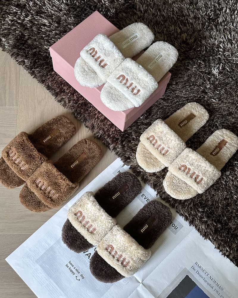 现货 THS-无 缪家 女士 秋冬羊羔毛软糯毛毛拖鞋 4色 BZ1264