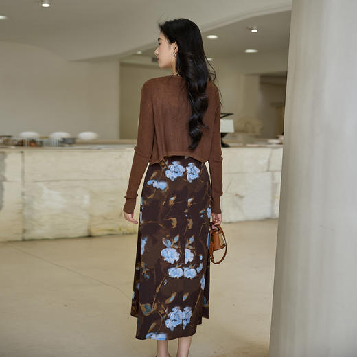 奢姿大码女装2025秋季胖妹妹时尚减龄印花吊带裙搭针织开衫套装9953970320AB 商品图3