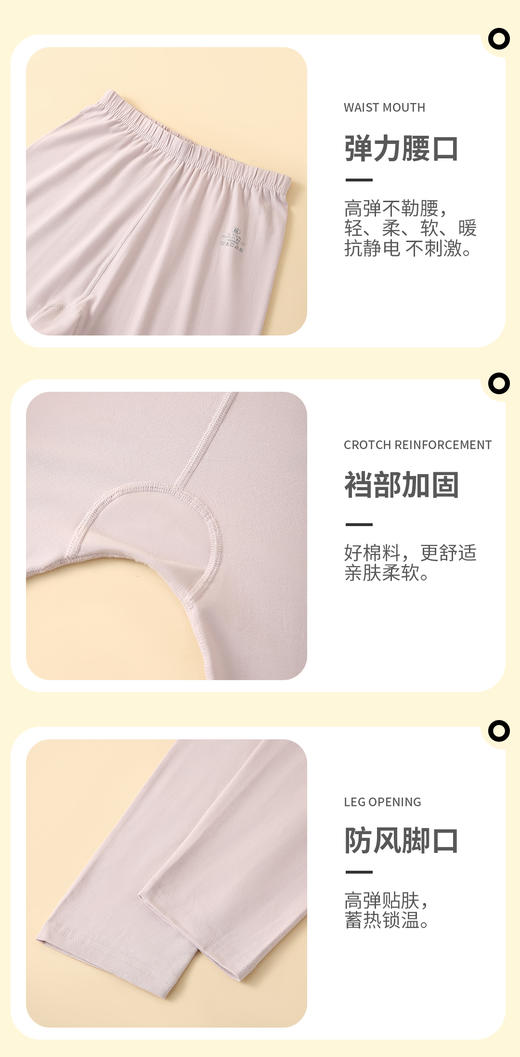 女士莫代尔+新疆棉混纺云优棉保暖秋裤8812面料克重280g 商品图3