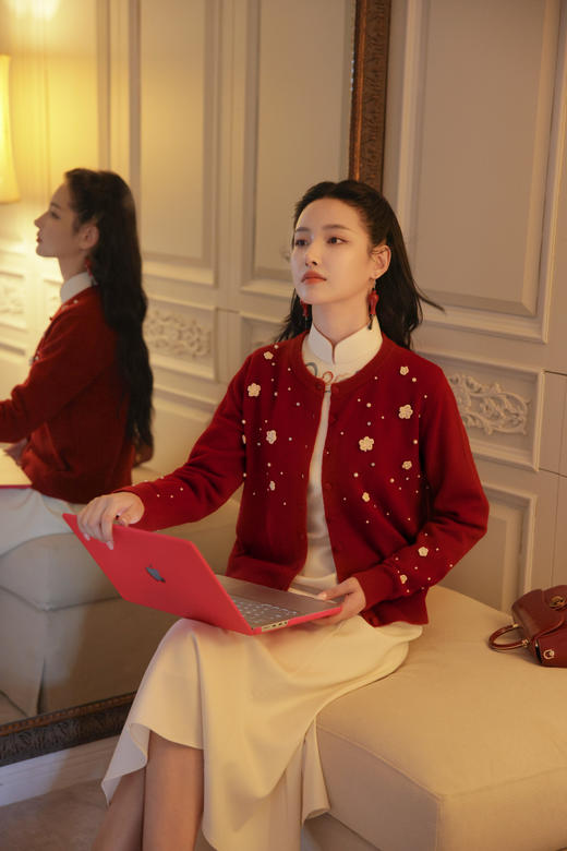 逸红颜明月优选#何超琼同款旗袍『琼仪』敦煌飞天壁画立体刺绣，含羊毛挺括TR，重要场合战袍 商品图13