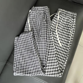 【169元2件】女士秋冬新款格子长筒磨毛直筒长裤休闲女裤【FD25327】