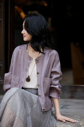 💖【高端局】穿出闲适的小资气韵❗️显白🌸【AUChris流浪诗人苎麻凉感圆领短外套ACU091901】💗高知率性🔛干练中又带点甜度💃天生自带随性休闲松弛的chill慵懒