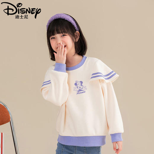 迪士尼女童加绒卫衣一体绒儿童打底衫半高领秋冬女大童上衣冬季潮 商品图6