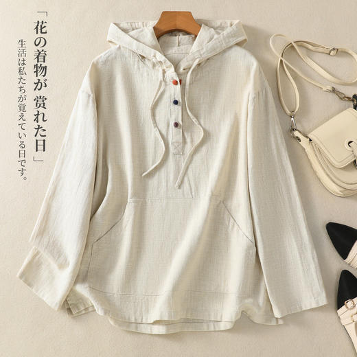 GYH 8957休闲复古长袖连帽套头卫衣宽松休闲上衣 商品图2