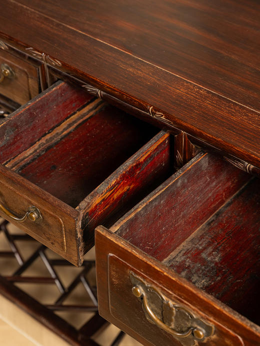 清	红木竹节工褡裢式书桌 商品图4