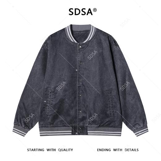 SDSA男士秋冬新款痞帅男装复古宽松棒球领夹克拼接设计小众外套 商品图1