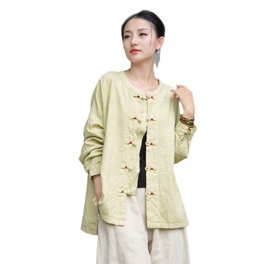 雀说棉麻女装新品复古盘扣新中式衬衫女宽松文艺国风禅意茶服上衣AL3391 商品图4