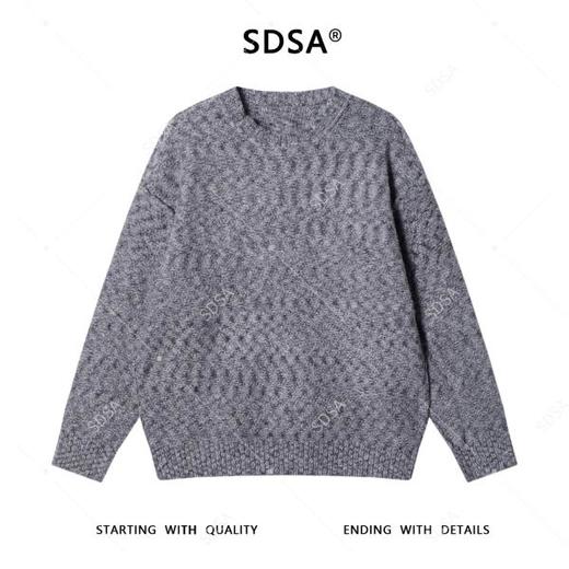 SDSA男士秋冬新款痞帅男装韩版简约纯色圆领针织衫百搭宽松毛衣 商品图0