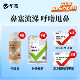 【鼻塞流涕 呼噜甩鼻】气囔清+升级板青+10%盐酸多西环素+复方磺胺间甲氧