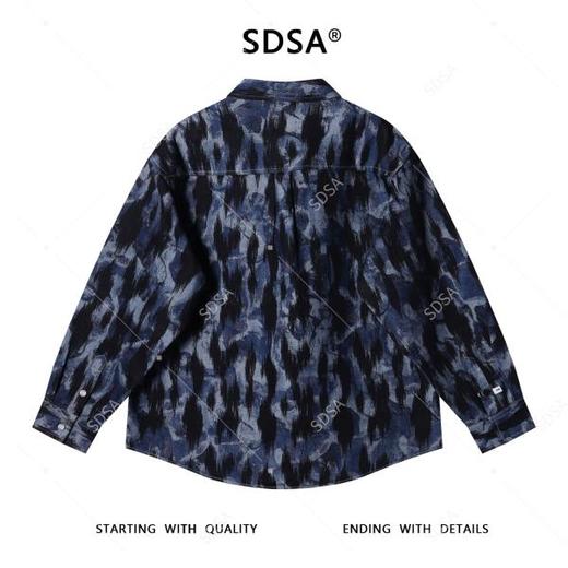 12447SDSA秋冬新款痞帅男装嘻哈复古撞色印花纽扣翻领长袖衬衫百搭衬衣 商品图5