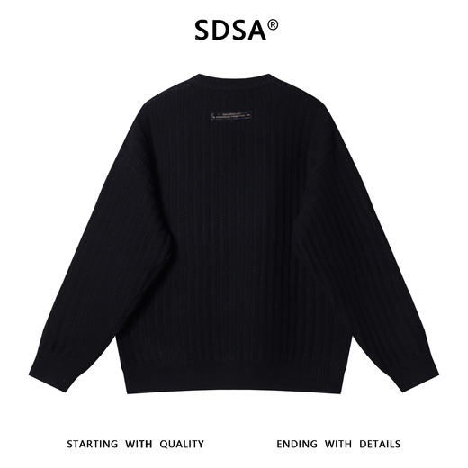SDSA秋冬新款痞帅男装韩版纯色简约竖纹圆领针织衫百搭慵懒风毛衣 商品图4