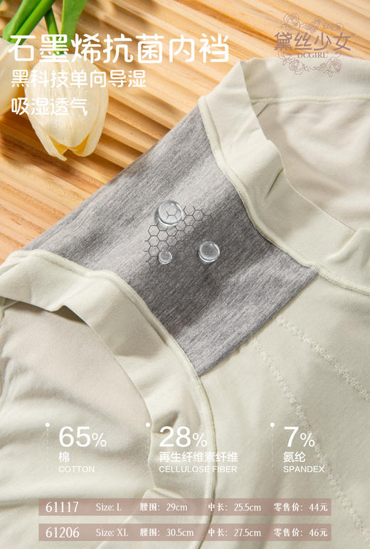 HYY-61117  【1条】60支兰精莫代尔细柔面料石墨烯底裆抑菌女内裤 商品图5