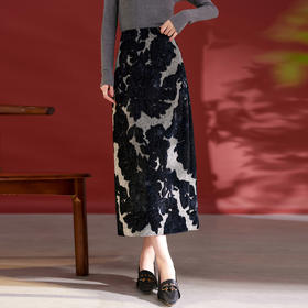 QS扎染印花半身裙女秋冬新款时尚包臀中长裙日常个性穿搭2311