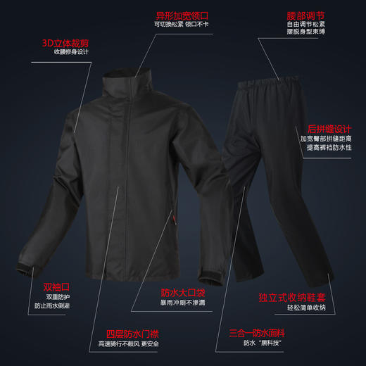 透气网眼，排湿不闷热【春亚纺面料！暴雨级防水】摩托车雨衣套装外卖骑手专用防暴雨分体式机车服骑行电动车雨披。ha 商品图1