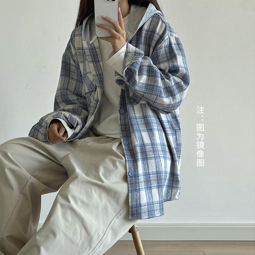 裁缝学苑QL13格子连帽衬衫纸样宽松长袖衬衣上衣外套复古男女版型图纸 商品图3