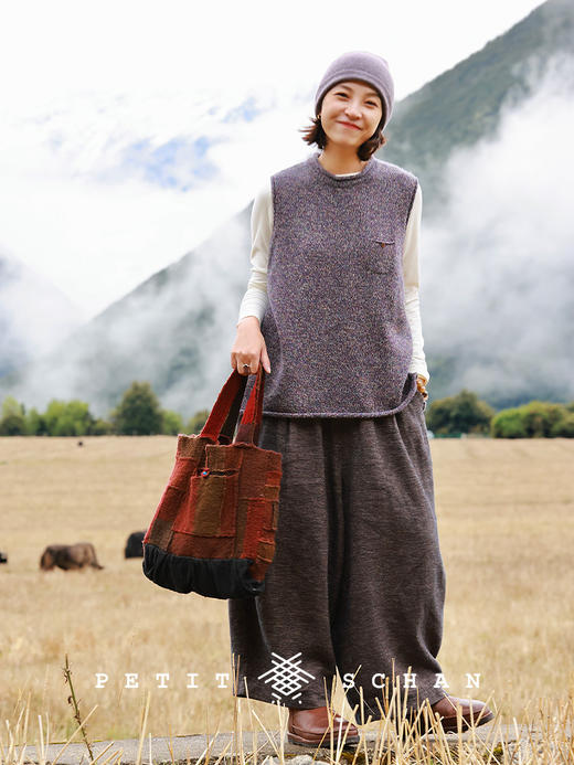 PETIT SCHAN小闪 CLO#911 When the grapes are ripe 葡萄成熟时 纯羊毛花纱卷边套头背心 商品图2