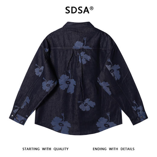 783SDSA秋冬新款痞帅男装潮牌撞色花朵印花纽扣翻领长袖衬衫时尚衬衣 商品图5